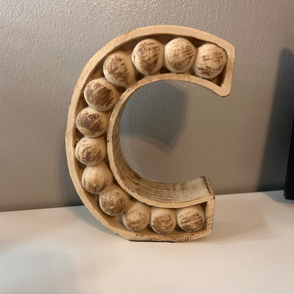 C BEADED DECOR BLOCK LETTER